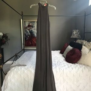 Brown Halter Top Wide Leg Jumpsuit